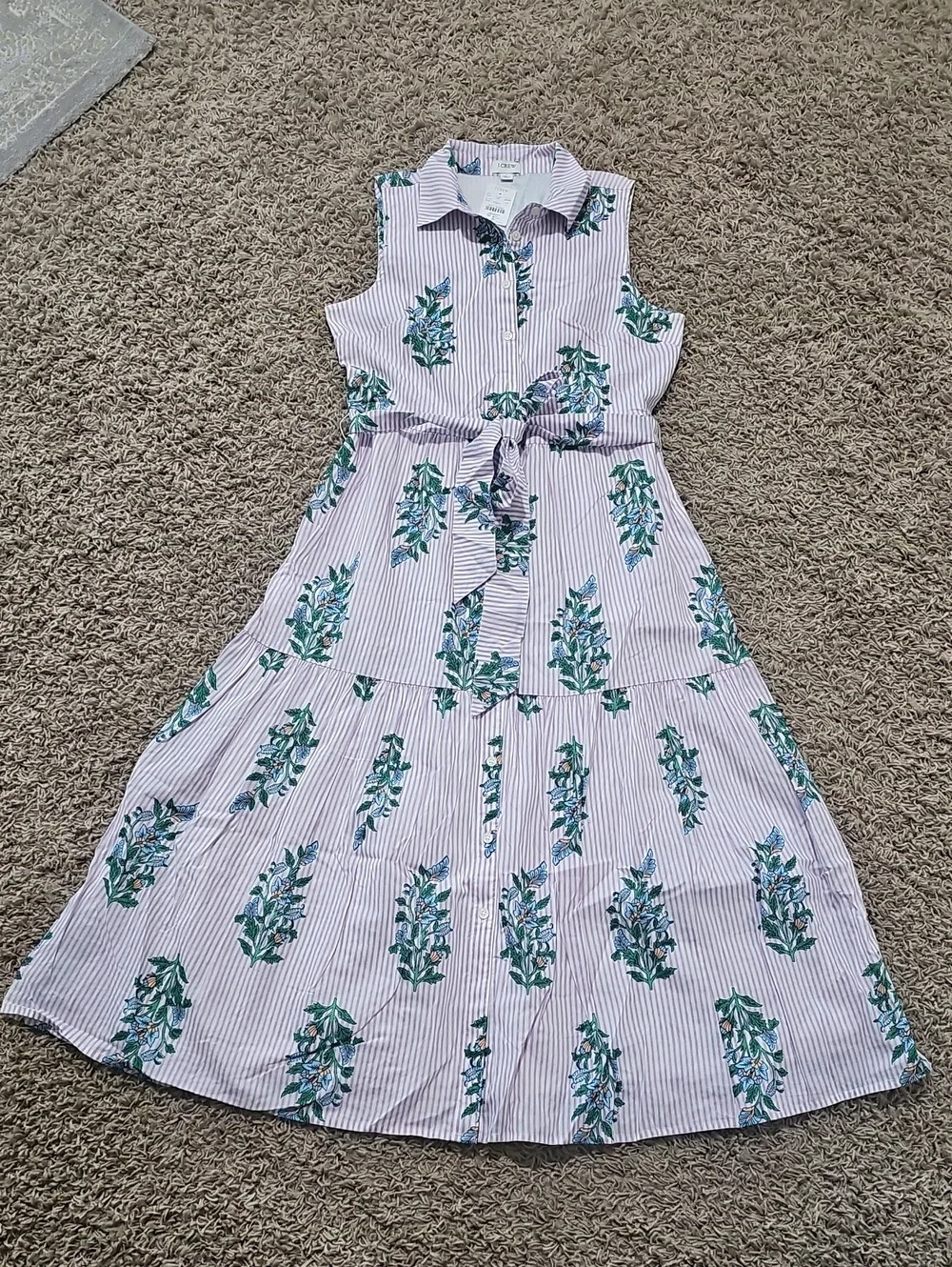 NWT J. Crew Dress Sleeveless Button Up 100% Cotton Collared Shirt Midi Floral